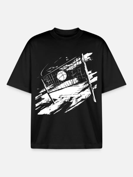 Volleyball Sketch - Boxy Heavyweight Unisex Organic T-Shirt by Stanley/Stella - black
