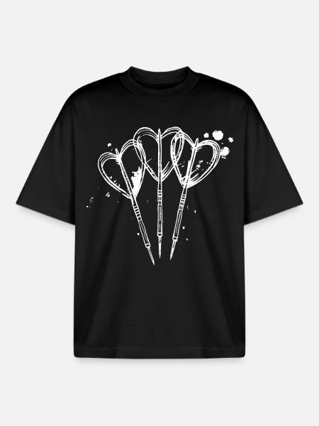 Darts Line Art - Boxy Heavyweight Unisex Organic T-Shirt by Stanley/Stella - black