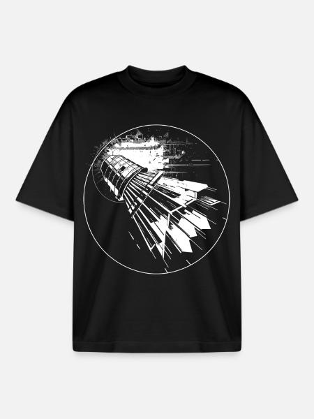 Badminton Sketch - Boxy Heavyweight Unisex Organic T-Shirt by Stanley/Stella - black