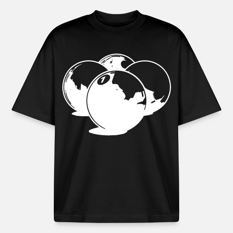 Dessin de boules de billard - T-shirt unisexe boxy épais biologique Stanley/Stella - noir