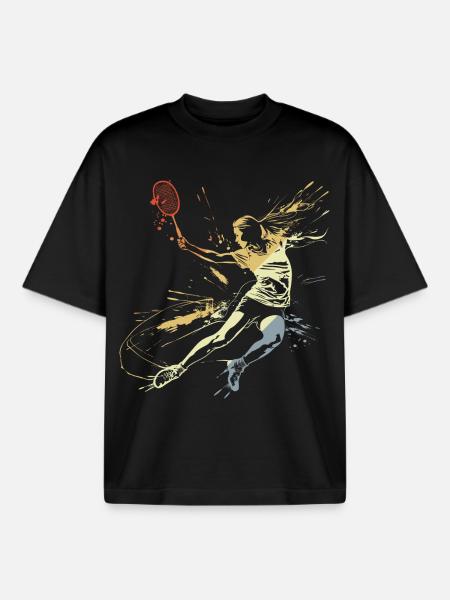 Badminton Mrs. Grafitti - Boxy Heavyweight Unisex Organic T-Shirt by Stanley/Stella - black