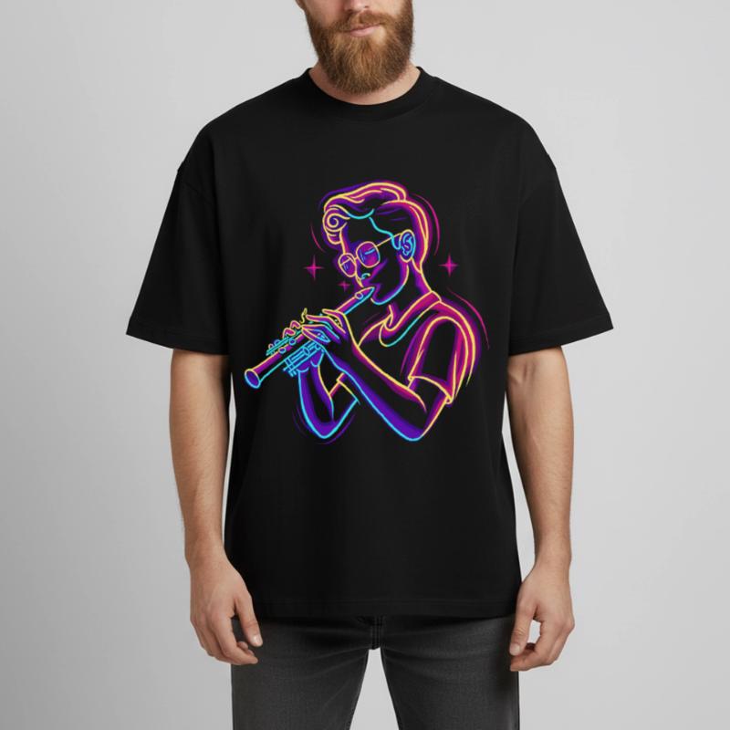 Flûte Garçon Graphique Synthwave T-shirt unisexe boxy épais biologique Stanley/Stella