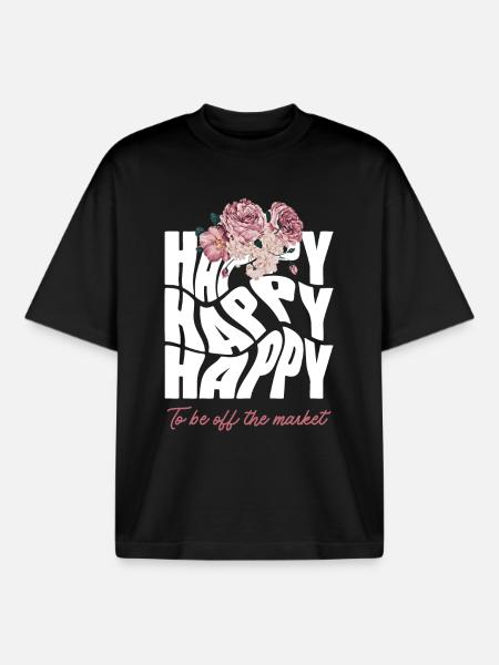 Happy Bride - Hen Party - Boxy Heavyweight Unisex Organic T-Shirt by Stanley/Stella - black