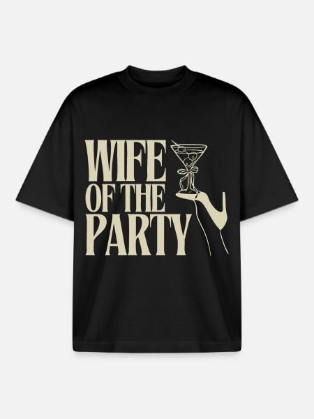 Épouse du parti Martini Design - T-shirt unisexe boxy épais biologique Stanley/Stella - noir