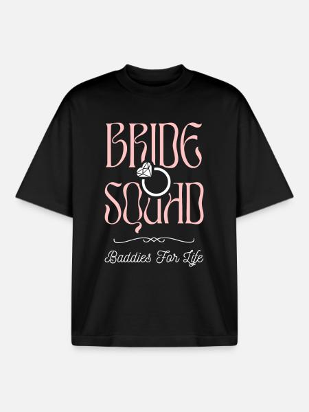 Bride Squad - Junggesellinnencrew - Boxy Heavyweight Unisex Organic T-Shirt von Stanley/Stella - Schwarz