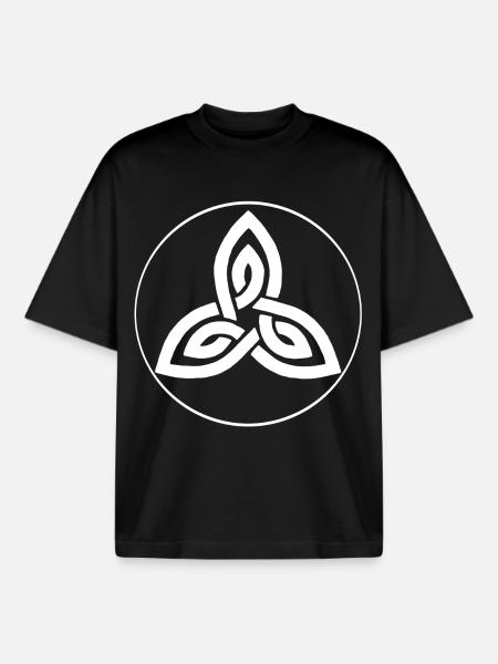 Fleur celte blanche - T-shirt unisexe boxy épais biologique Stanley/Stella - noir