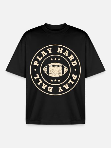 Football Spirit: Play Hard - Boxy Heavyweight Unisex Organic T-Shirt by Stanley/Stella - black