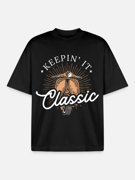 Keepin' It Classic - Scooter rétro - T-shirt unisexe boxy épais biologique Stanley/Stella - noir