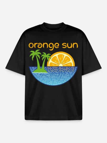 Soleil orange - T-shirt unisexe boxy épais biologique Stanley/Stella - noir