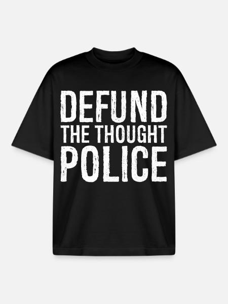 defund the thought police - Boxy Heavyweight Unisex Organic T-Shirt by Stanley/Stella - black