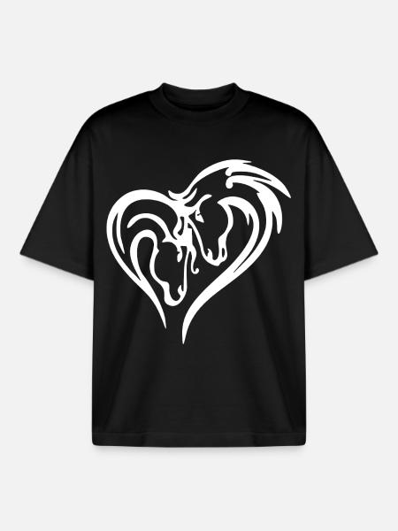 Horse Heart (White) - Boxy Heavyweight Unisex Organic T-Shirt by Stanley/Stella - black