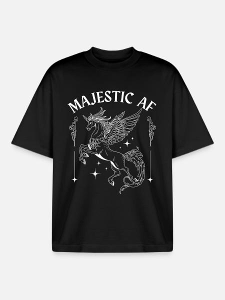 Majestic AF – Fliegendes Einhorn - Boxy Heavyweight Unisex Organic T-Shirt von Stanley/Stella - Schwarz