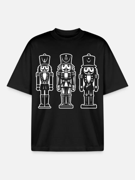 Nutcracker Trio Print - Boxy Heavyweight Unisex Organic T-Shirt by Stanley/Stella - black