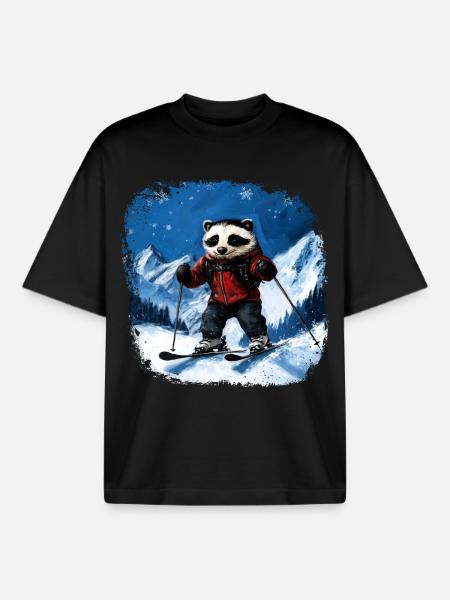 Skifahrer Dachs - Boxy Heavyweight Unisex Organic T-Shirt von Stanley/Stella - Schwarz