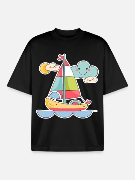 Sailing Comic Look - Boxy Heavyweight Unisex Organic T-Shirt by Stanley/Stella - black
