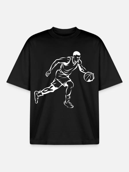 Basketball Boy Graphic - Boxy Heavyweight Unisex Organic T-Shirt by Stanley/Stella - black