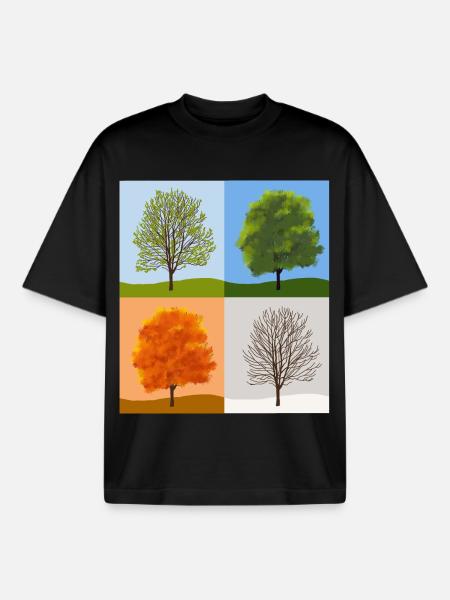 Saisons - T-shirt unisexe boxy épais biologique Stanley/Stella - noir