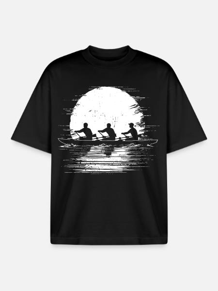 Rowing Team Sketch - Boxy Heavyweight Unisex Organic T-Shirt by Stanley/Stella - black