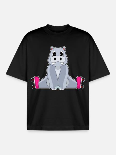 Nilpferd Inline skating Inline skates - Boxy Heavyweight Unisex Organic T-Shirt von Stanley/Stella - Schwarz