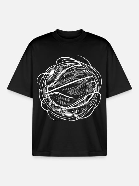 Basketball Sketch - Boxy Heavyweight Unisex Organic T-Shirt by Stanley/Stella - black