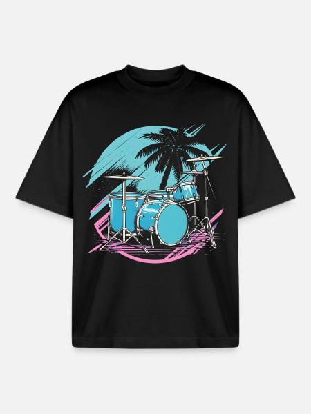 Drums 90s Look - Boxy Heavyweight Unisex Organic T-Shirt by Stanley/Stella - black