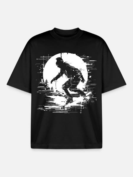 Skateboarder Pixel Graphic - Boxy Heavyweight Unisex Organic T-Shirt by Stanley/Stella - black