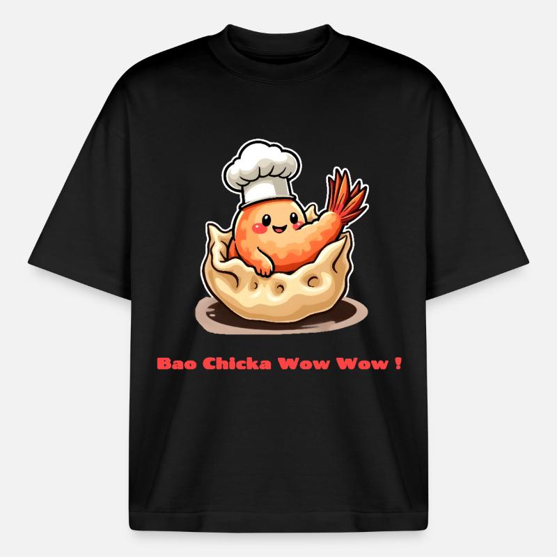 Shrimp Dumpling – Bao Chicka Wow Wow! - Boxy Heavyweight Unisex Organic T-Shirt von Stanley/Stella - Schwarz