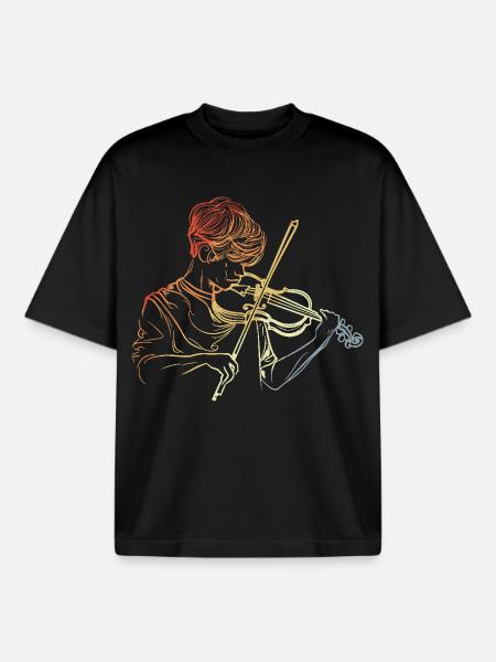 Garçon violoniste - T-shirt unisexe boxy épais biologique Stanley/Stella - noir