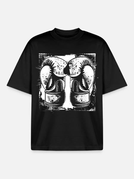 Boxing Gloves Sketch - Boxy Heavyweight Unisex Organic T-Shirt by Stanley/Stella - black