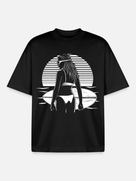Surfeuse - T-shirt unisexe boxy épais biologique Stanley/Stella - noir