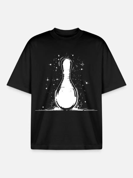 Bowling Pin Graphic - Boxy Heavyweight Unisex Organic T-Shirt by Stanley/Stella - black