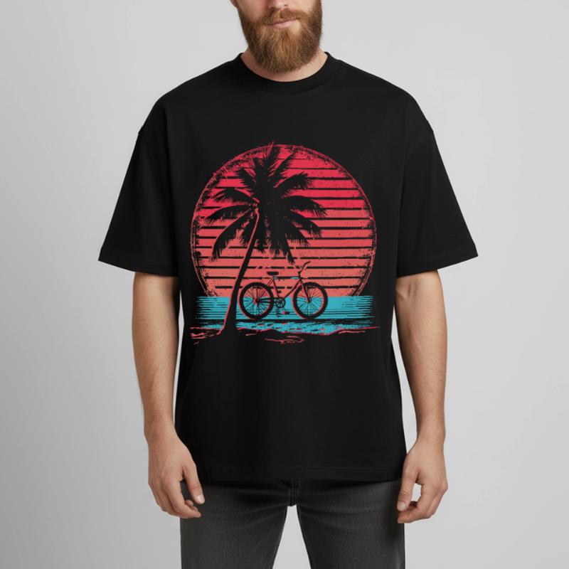 Bicycle Synthwave Boxy Heavyweight Unisex Organic T-Shirt by Stanley/Stella