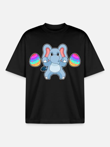Elefant Ostern Bodybuilding - Boxy Heavyweight Unisex Organic T-Shirt von Stanley/Stella - Schwarz