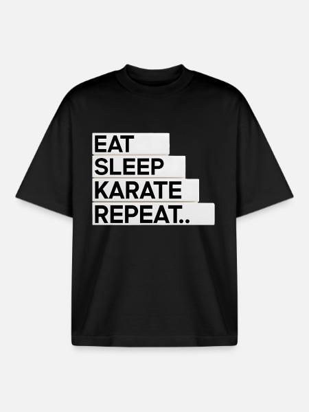 Eat. Sleep. Karate. Repeat... - Boxy Heavyweight Unisex Organic T-Shirt by Stanley/Stella - black