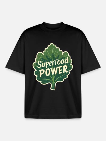 Superfood Power - Boxy Heavyweight Unisex Organic T-Shirt by Stanley/Stella - black