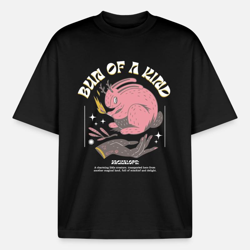 Mystical Jackalope – Unique & Magical - Boxy Heavyweight Unisex Organic T-Shirt by Stanley/Stella - black