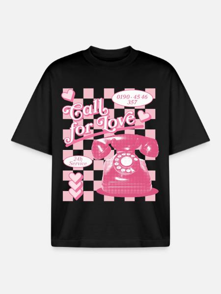 Call for Love Hotline Aesthetics - Boxy Heavyweight Unisex Organic T-Shirt by Stanley/Stella - black