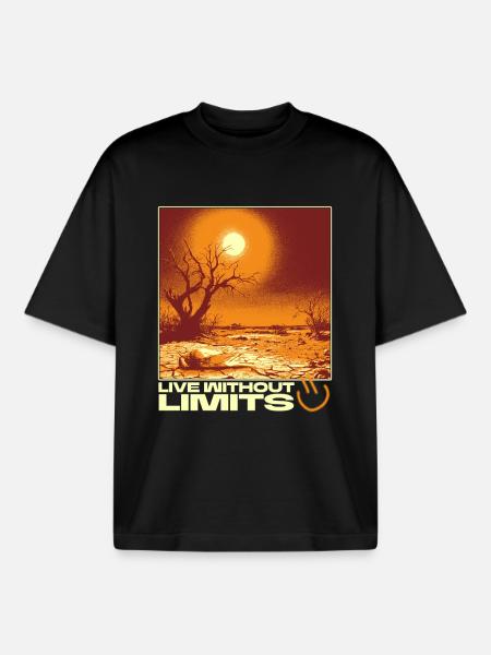 Live Without Limits – Surreal Desert Scene - Boxy Heavyweight Unisex Organic T-Shirt by Stanley/Stella - black