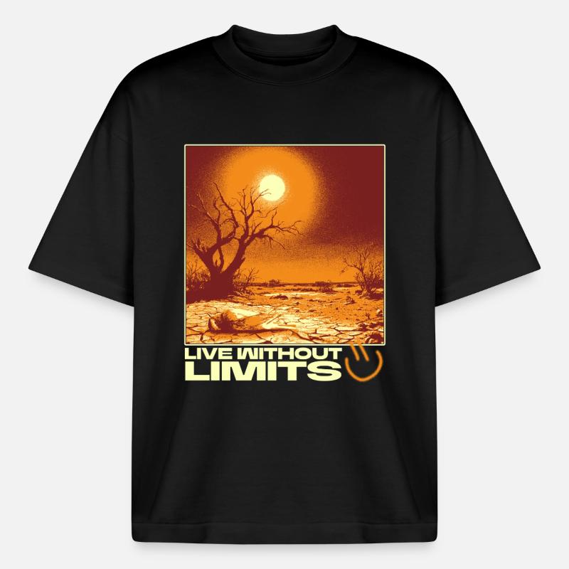 Live Without Limits – Surreal Desert Scene - Boxy Heavyweight Unisex Organic T-Shirt by Stanley/Stella - black