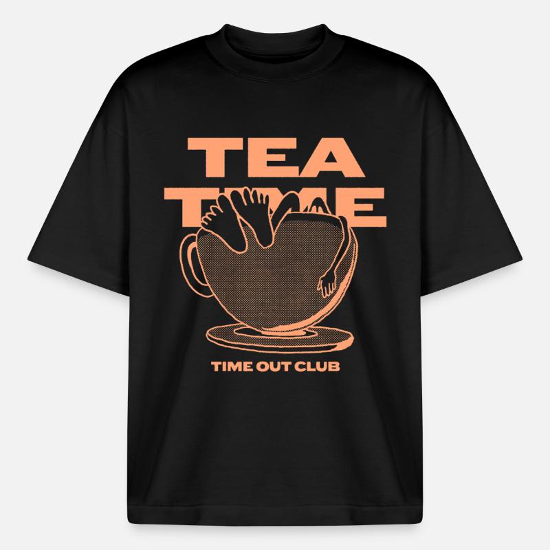 Tea Time – Relaxing Time Out - Heavyweight Boxy Unisex T-Shirt by Stanley/Stella - black