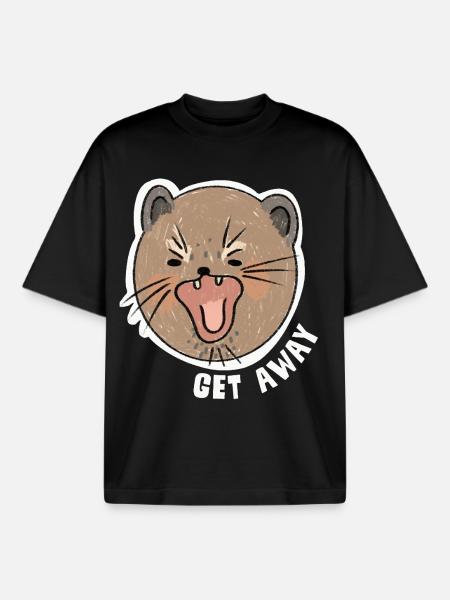 Get Away – Funny, annoyed animal motif - Boxy Heavyweight Unisex Organic T-Shirt by Stanley/Stella - black