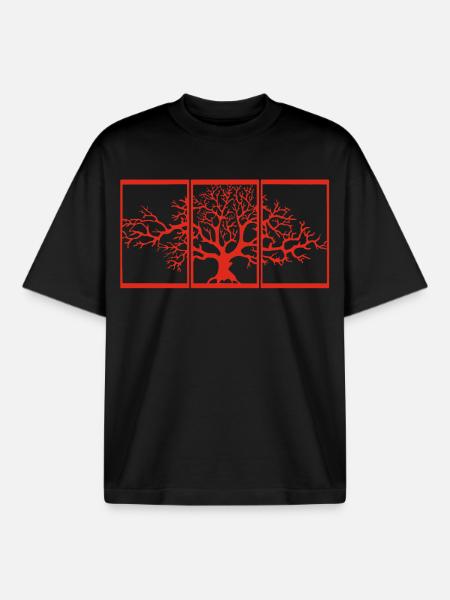 Nature view (red) - Boxy Heavyweight Unisex Organic T-Shirt by Stanley/Stella - black