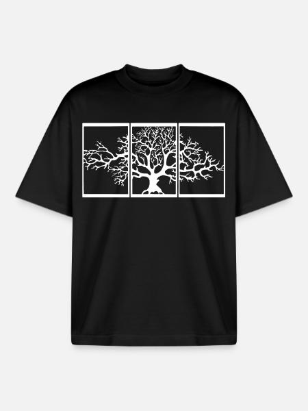 Nature View (White) - Boxy Heavyweight Unisex Organic T-Shirt by Stanley/Stella - black