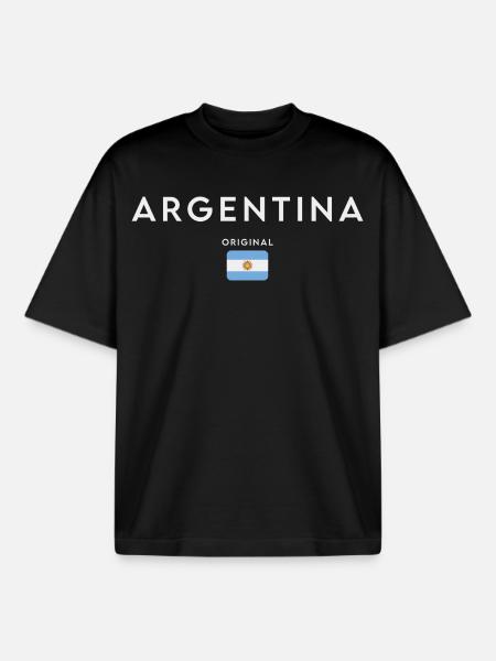Drapeau de l’Argentine, fierté argentine - T-shirt unisexe boxy épais biologique Stanley/Stella - noir