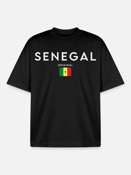 Senegalese flag, Senegalese pride - Boxy Heavyweight Unisex Organic T-Shirt by Stanley/Stella - black