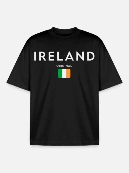 Flag of Ireland, Irish Pride - Boxy Heavyweight Unisex Organic T-Shirt by Stanley/Stella - black