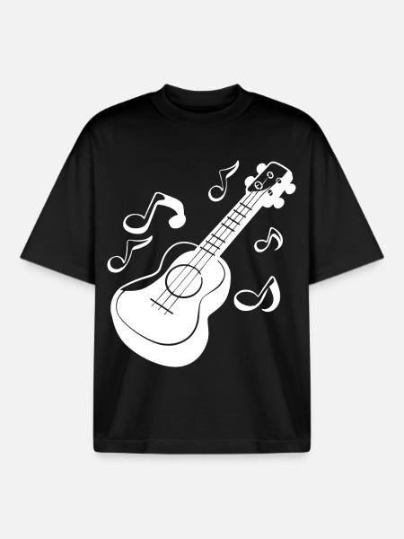 Ukulele Graphics - Boxy Heavyweight Unisex Organic T-Shirt by Stanley/Stella - black