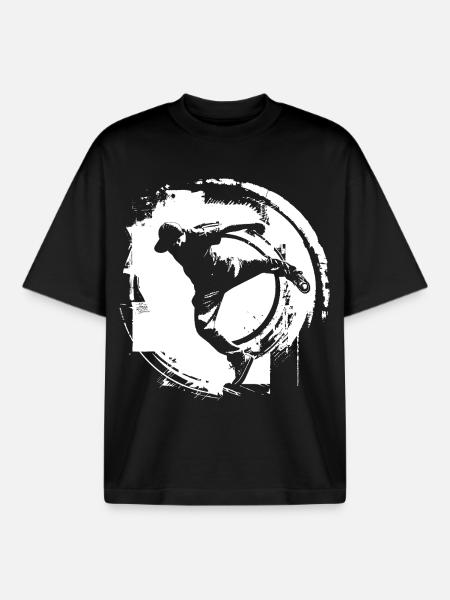Breakdancer Drawing - Boxy Heavyweight Unisex Organic T-Shirt by Stanley/Stella - black