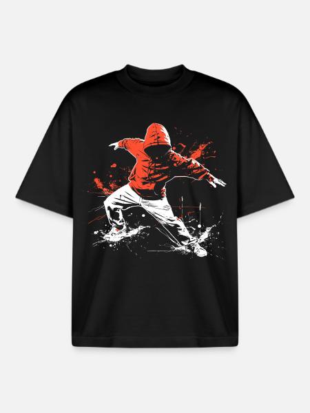 Breakdancer Street Art - T-shirt unisexe boxy épais biologique Stanley/Stella - noir