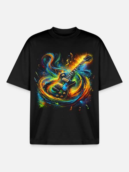 Farbenfroher Gitarrenausdruck - Boxy Heavyweight Unisex Organic T-Shirt von Stanley/Stella - Schwarz